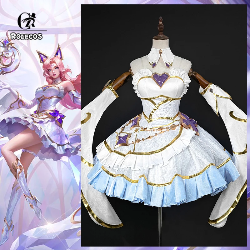 

ROLECOS Game LOL Perfume Gem Ahri Cosplay Costume The Nine Tailed Fox Ahri Women Roleplay Women Halloween Suit NEW Ultimate Skin