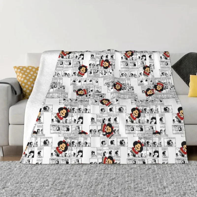 Mafalda Cartoon Blanket Plush Awesome Warm Throw Blankets for Bedding Lounge Textile Decor