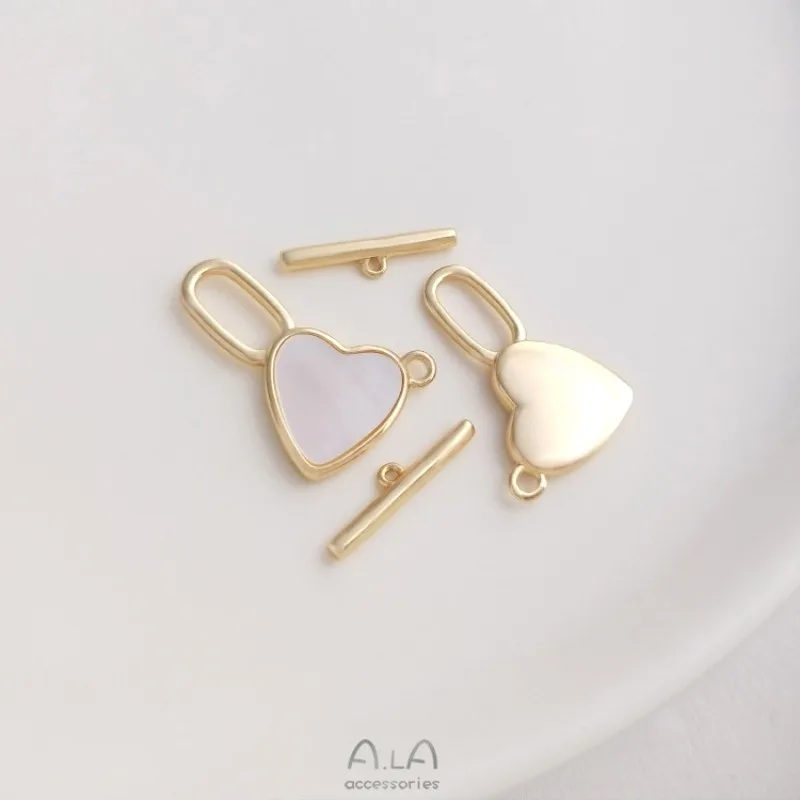 14K Gold Inlaid Mother Shell Peach Heart-shaped Pentagram OT Buckle DIY Pearl Necklace Bracelet Jewelry Connecting Buckle