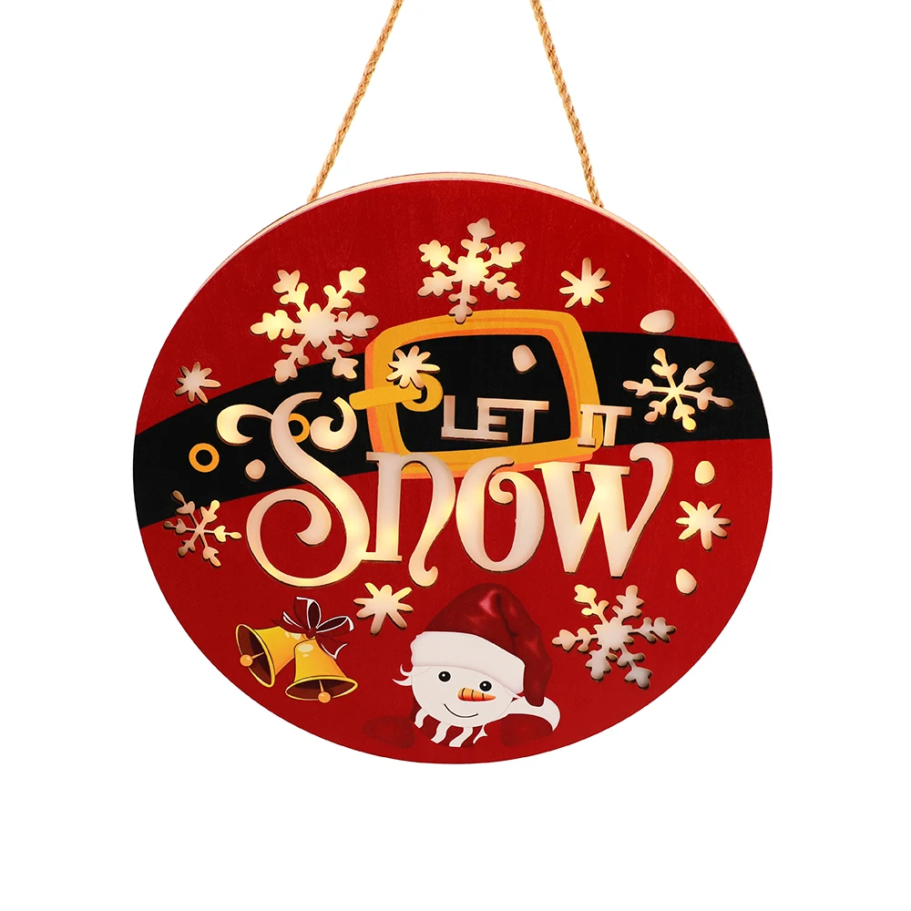 1pc Merry Christmas Door Hanging Ornament Xmas Wooden Home Docration 300mm  Christams round Hanging Plate