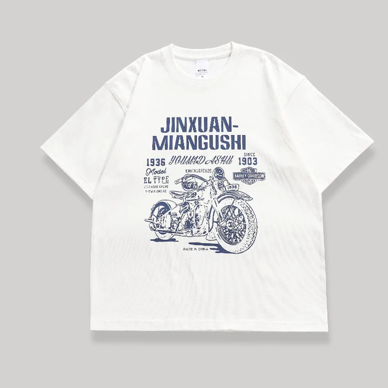 Retro Moto T Shirt T-shirt estiva Hip Hop Cartoon Donna Maniche corte Top Camicetta da strada Y2k Abbigliamento Indossare Harajuku Tees