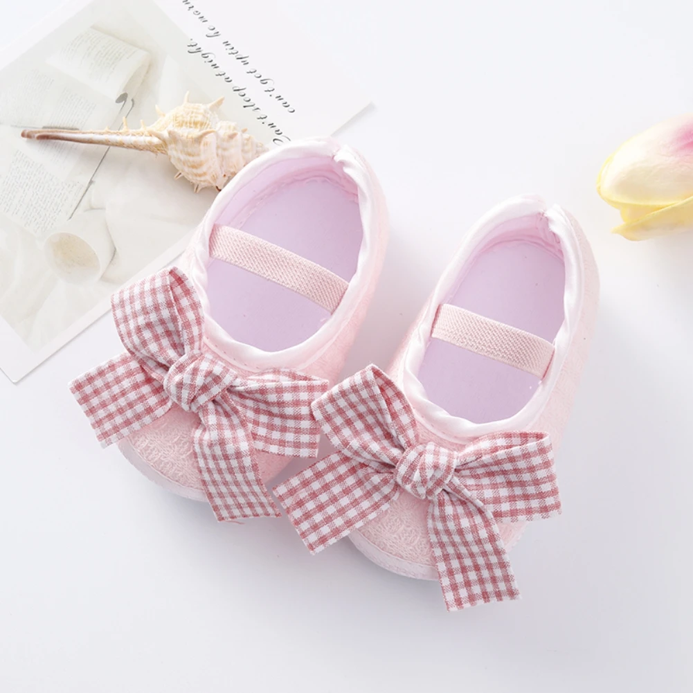 Baby Girls  Flats with  Infant Non-Slip Soft Sole Cute Bowknot Shoes Newborn Princess Wedding Shoes Toddler First Walkers 0-12M