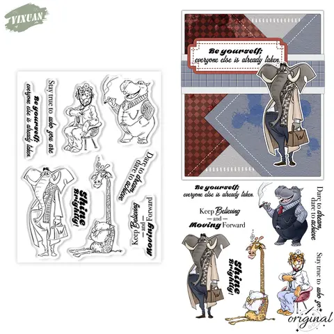 Cartoon Hardworking Animals Clear Stamp Set DIY Scrapbooking Silicone Stamp For Card Making Albums Crafts Decor