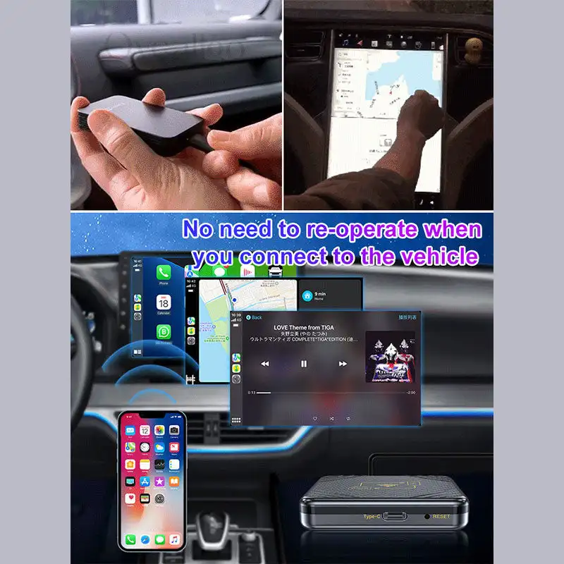 Mini caixa CarAI sem fio, Carai Dongle, Android Auto Box para carro, Rádio com fio, Plug and Play, Ai Box, 2 em 1, 2024