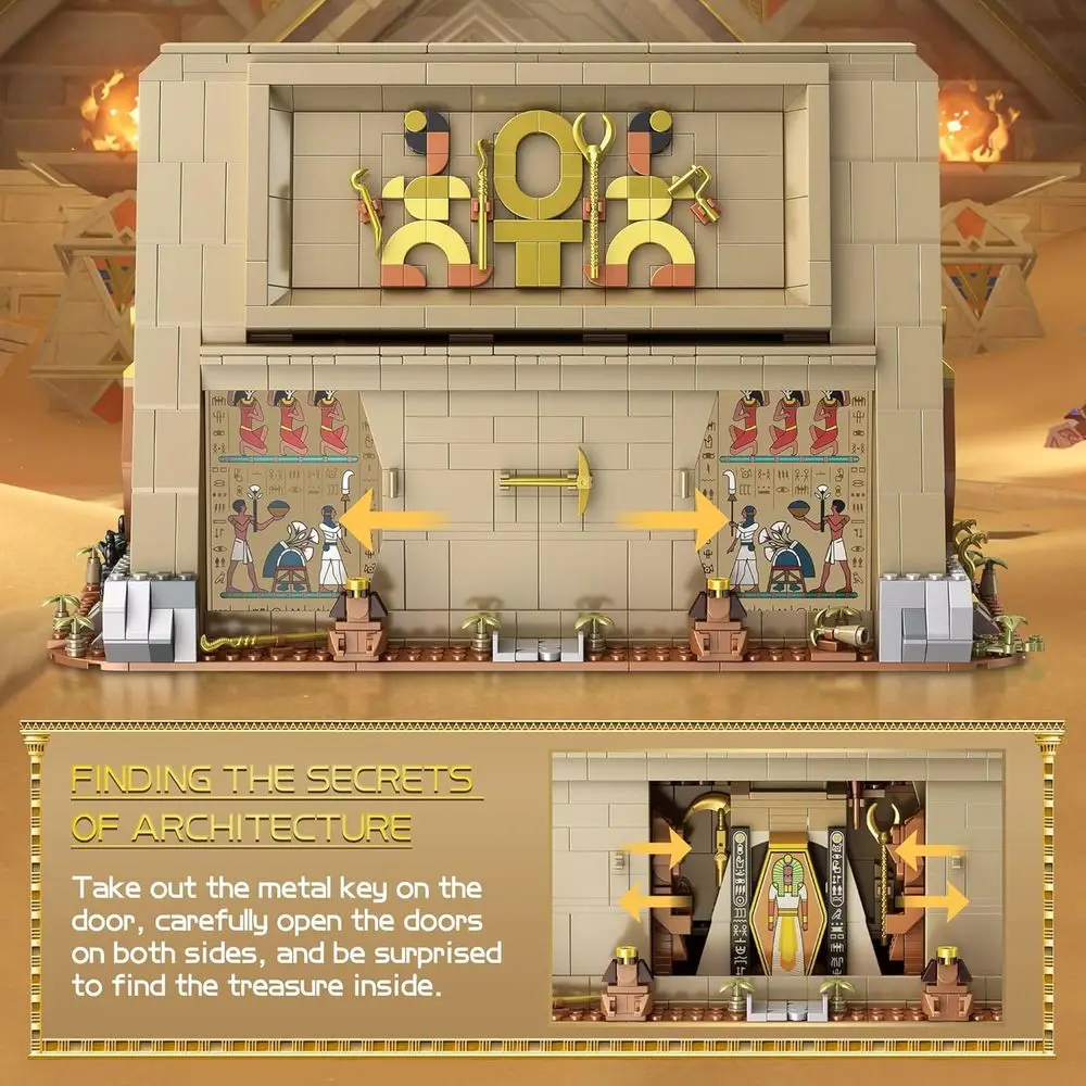 Kit educativo de construcción del templo egipcio para adultos: juguete para amantes de la historia con estatuas, jeroglíficos, mayores de 12 años