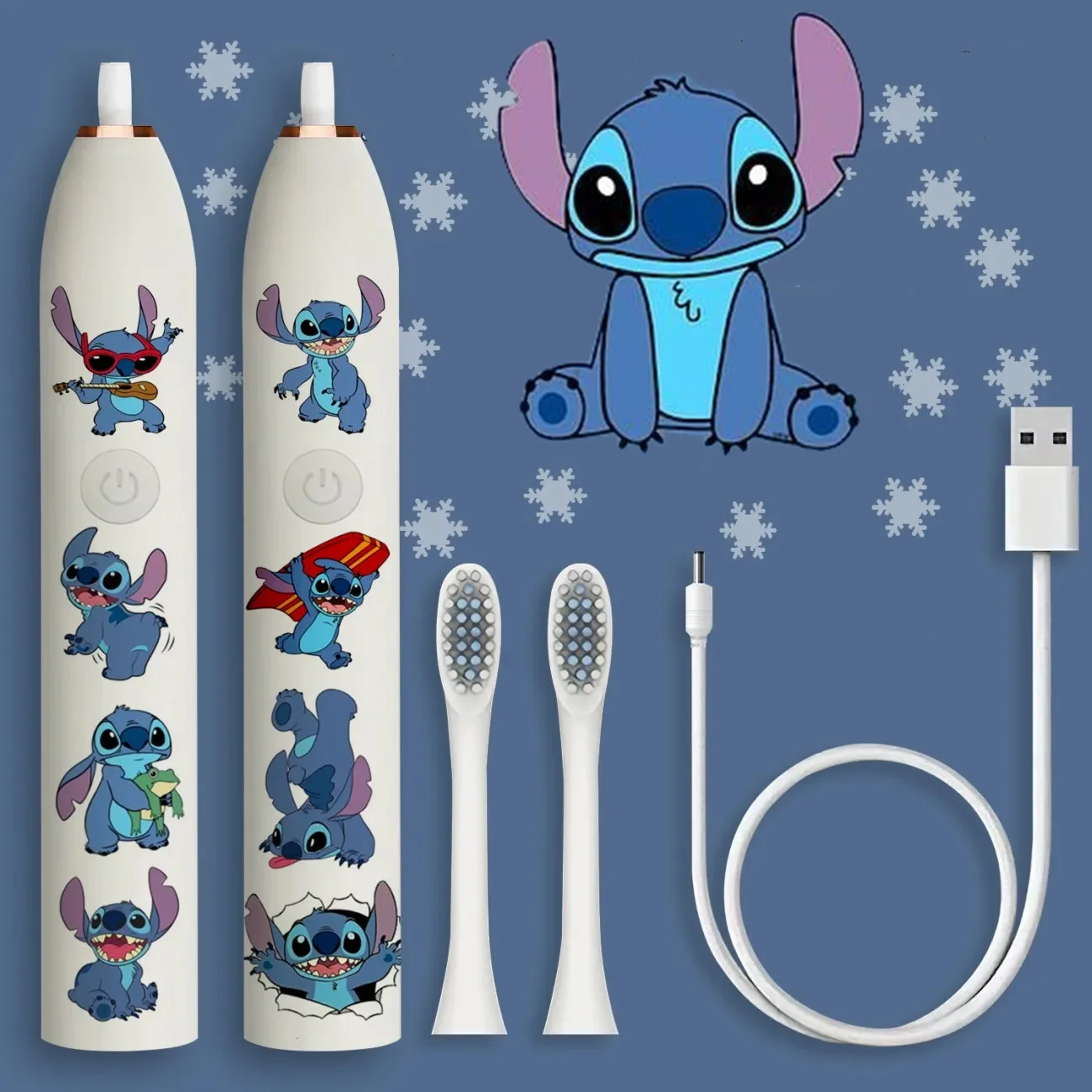 Disney Stitch Electric Toothbrush Anime Stitch Cartoon Rechargeable Automatic Sonic Wave Deep Cleaning Electric Toothbrush Gifts