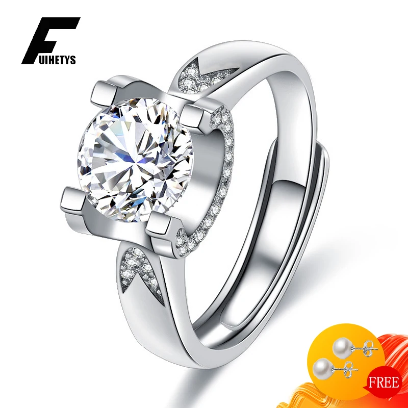 

Fashion 925 Silver Jewelry Ring with Cubic Zirconia Gemstones Open Finger Rings for Women Wedding Engagement Accessories Party