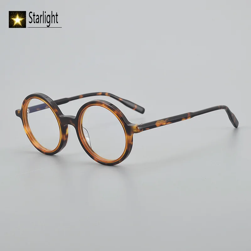 Patchwork Colorful Round Fashion Women Acetate Glasses Frame Man Fashion Eyeglasses Frames Men Myopia Can Be Prescribed 142mm