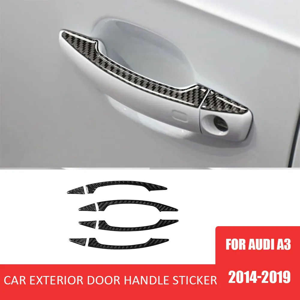 

for Audi A3 8V 2014-2019 Carbon Fiber Car Exterior Door Handle Decorative Stickers Car Exterior Modification Accessories