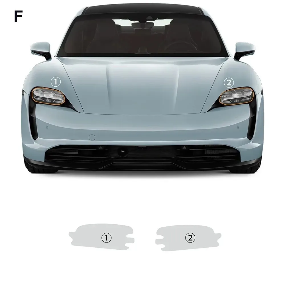 TPU Car Headlight Protective Film For 2020–2023 Porsche Taycan PPF Transparent & Smoked black  Anti-Scratch Auto  Accessories
