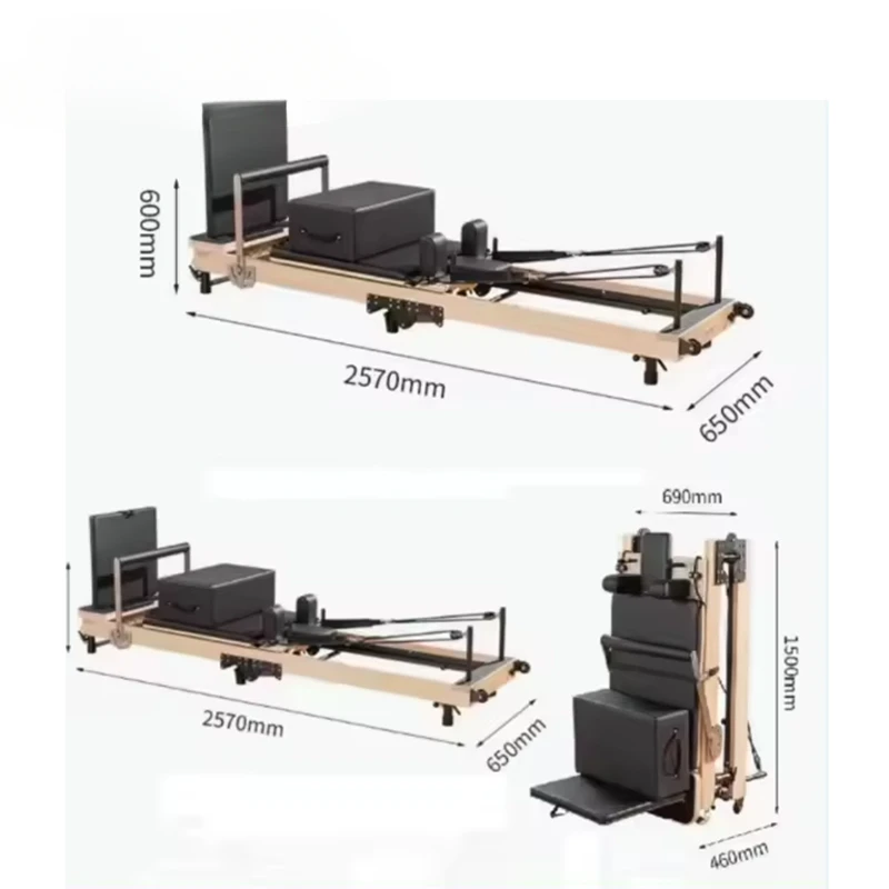 Réformateur de Pilates pliable, machine commerciale, beige, nouveauté