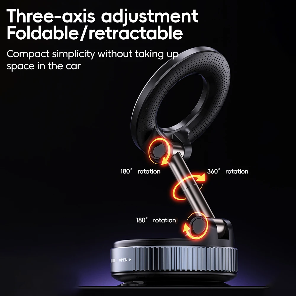 Olaf 360° Rotation Car Phone Magnetic Stand Vacuum Suction Cup Bracket Foldable Portable Bracket Navigation Universal Holder