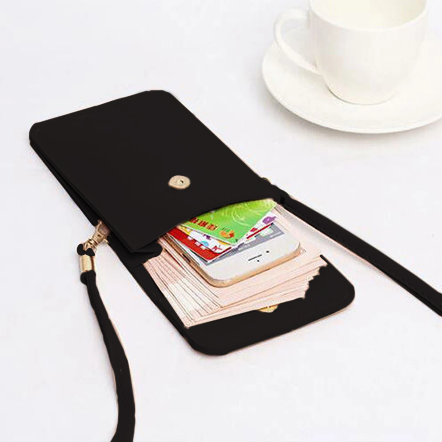 Stylish Women Small Touch Screen Phone Purse Pouch PU Leather Shoulder Bag Handbags for iPhone Huawei Samsung Xiaomi