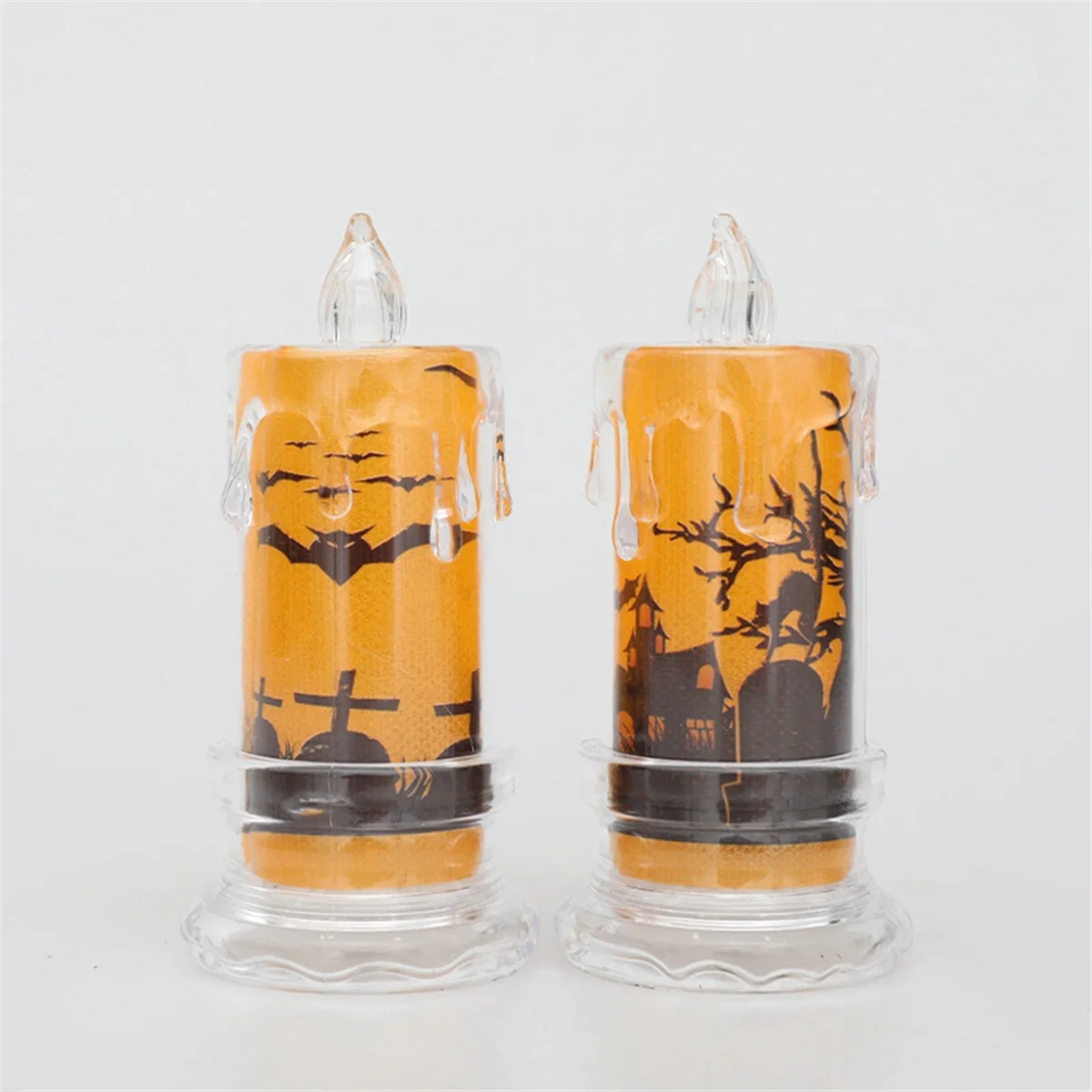 Halloween Candle Halloween Flameless Candles Light Decorative Candle Spooky Skulls Ghosts Pattern LED Candle Lamp