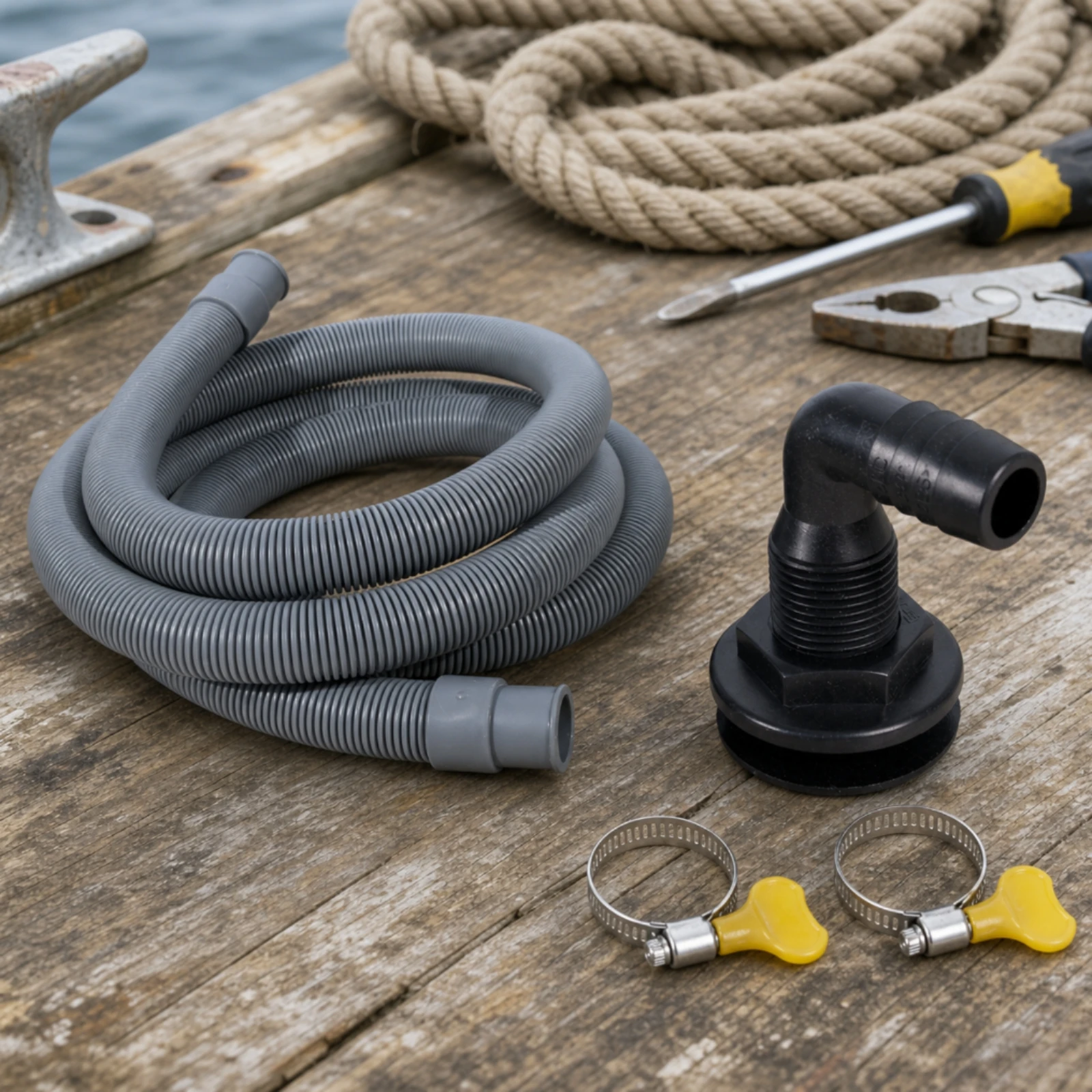 Bilge Pump Hose with Outlet Fitting Long-Lasting Bilge Pump Hose Anti-Kink Versatile for Boat Owners