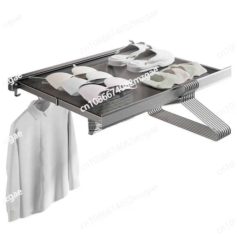 Bathroom Rack Socks Drying Rack Telescopic Folding Toilet Towel Rack No Punching