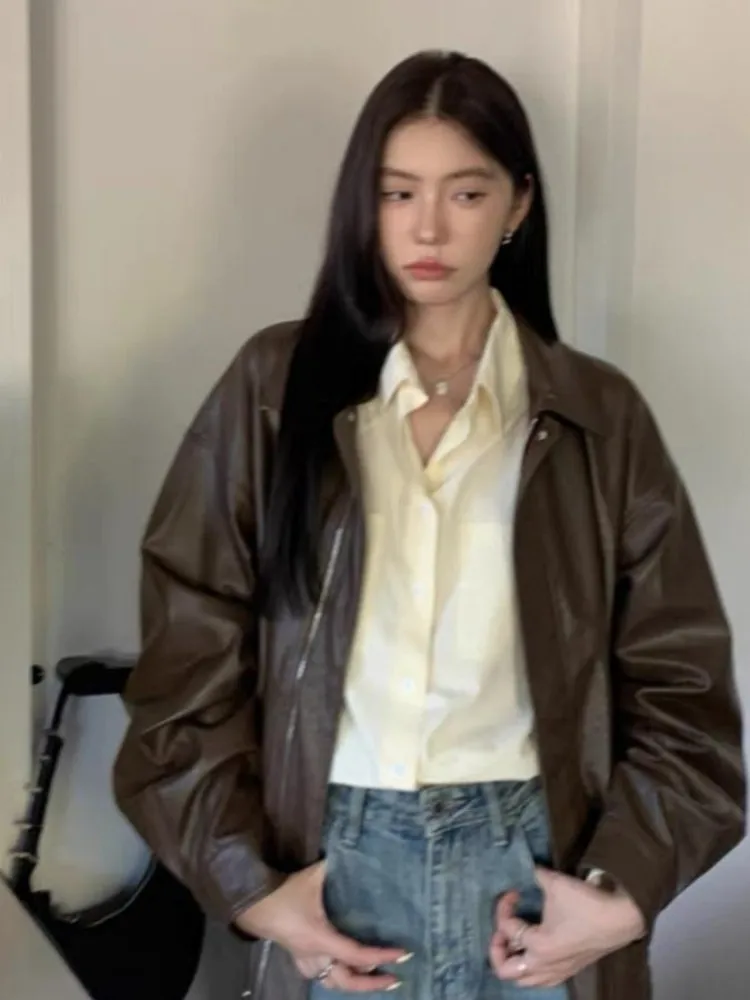 

Байкерские куртки Женская куртка с капюшоном Атласная блестящая бейсбольная форма на молнии Уличная одежда Активная модная легкая одежда для поездок на работу на открытом воздухе