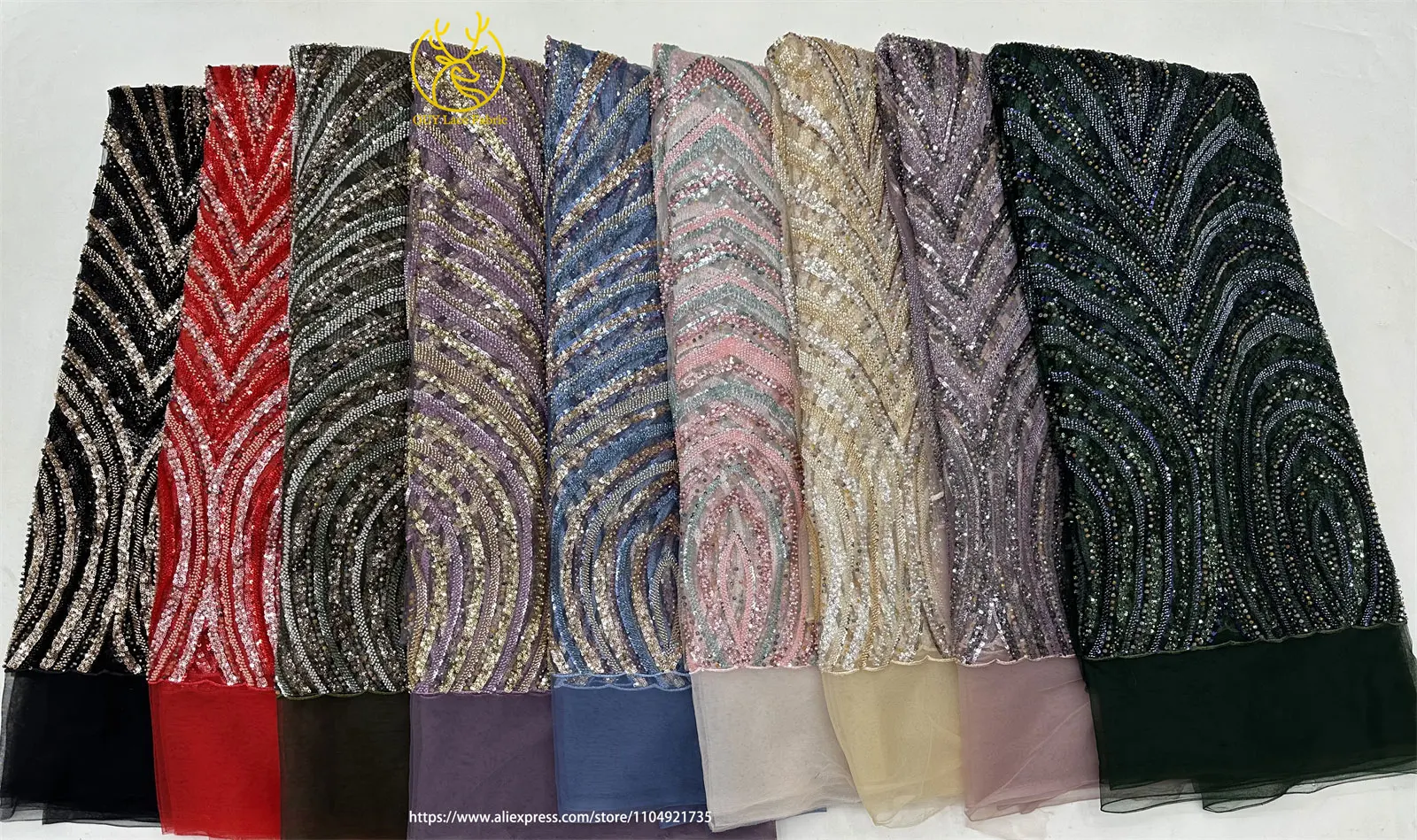 New Design African Beaded Sequin Lace Fabric 2025 French Nigerian Groom Embroidered Lace Lace Fabric for Wedding Party Dresses