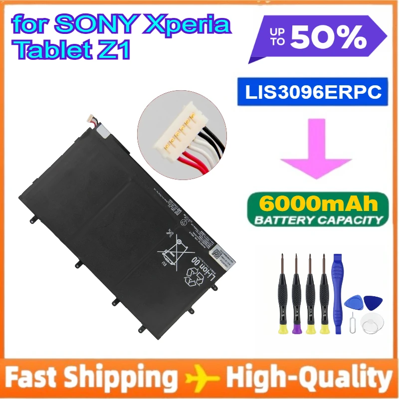 LIS3096ERPC 4.35V 6000mAh Replacement Battery for SONY Xperia Z Tablet 1ICP3/65/100-3 Z1 Quality Batteries with Tool