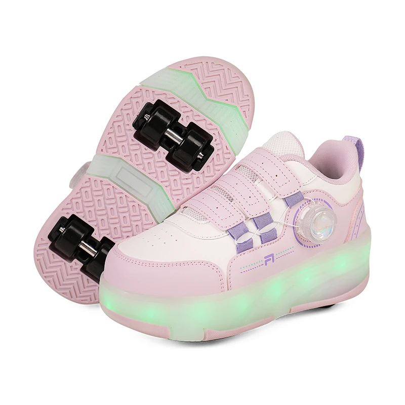 

Children Led Sneakers New USB Charging Luminous Shoes Outdoor Four Wheels Roller Skates Shoes Boys Girls Casual Shoes Glowing