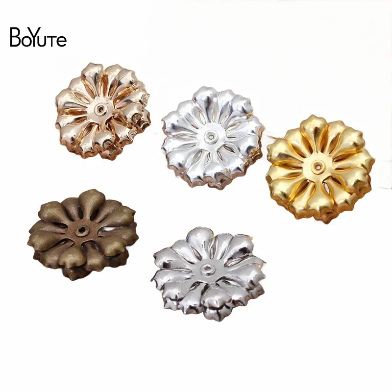 

BoYuTe (50 Pieces/Lot) 23MM Three-Layer Metal Brass Flower Materials Diy Jewelry Accessories Wholesale