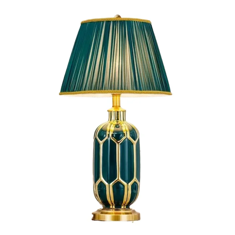 *Modern Ceramics Table Lamp LED Simple Creative Green Nordic Bedside Desk Light for Home Living Room Bedroom Decor