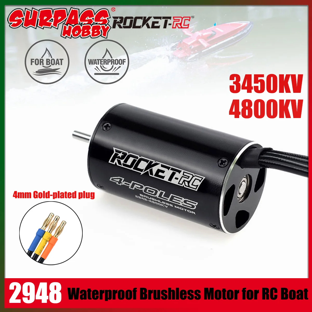 

Surpass Hobby Rocket 2948 3450KV 4800KV Водонепроницаемый бесщеточный двигатель для радиоуправляемой лодки Traxxas Feilun Детали для обновления рыболовной лодки с приманкой