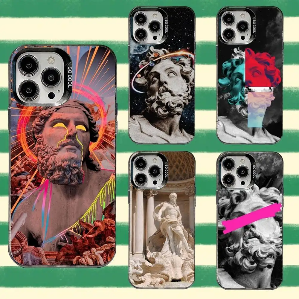 

Greek God Statue Face Zeus Phone Case For iPhone 16,15,14,13,12,11,8,7,Pro,Max,Plus,Mini,XS,SE Anti Fall Black Matte Hard