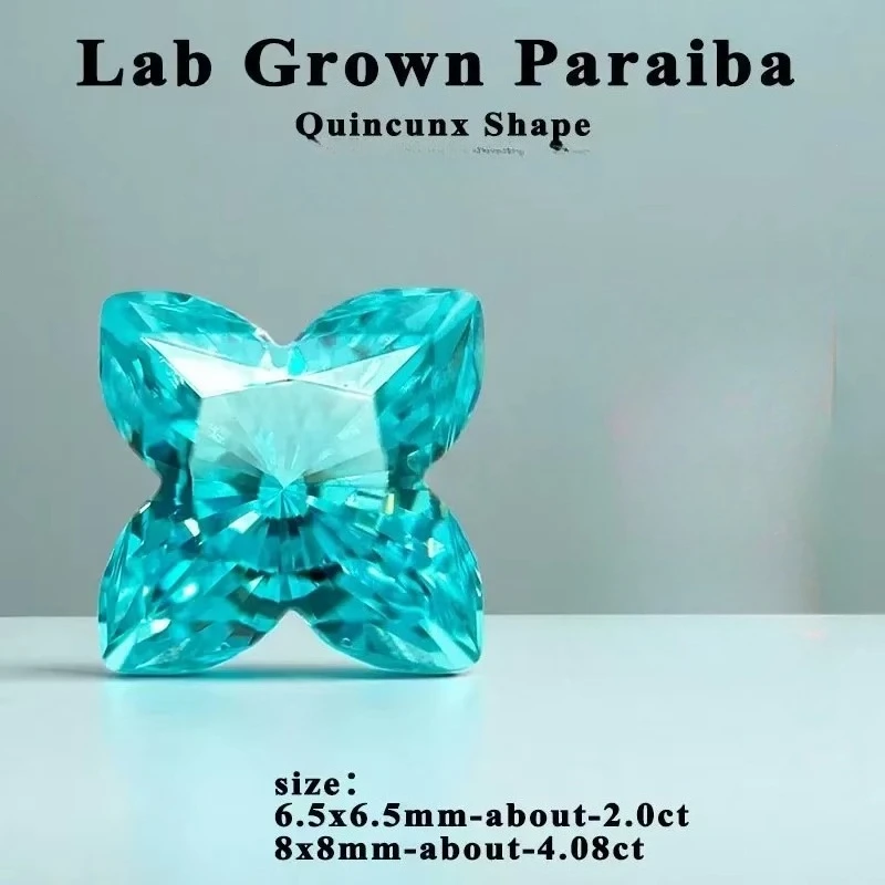 Laborgezüchteter Paraiba-Edelstein in Quincunx-Form für DIY-Schmuckherstellung, Einlage für Ringe und Halsketten, Wählbares Zertifikat – Detail 1