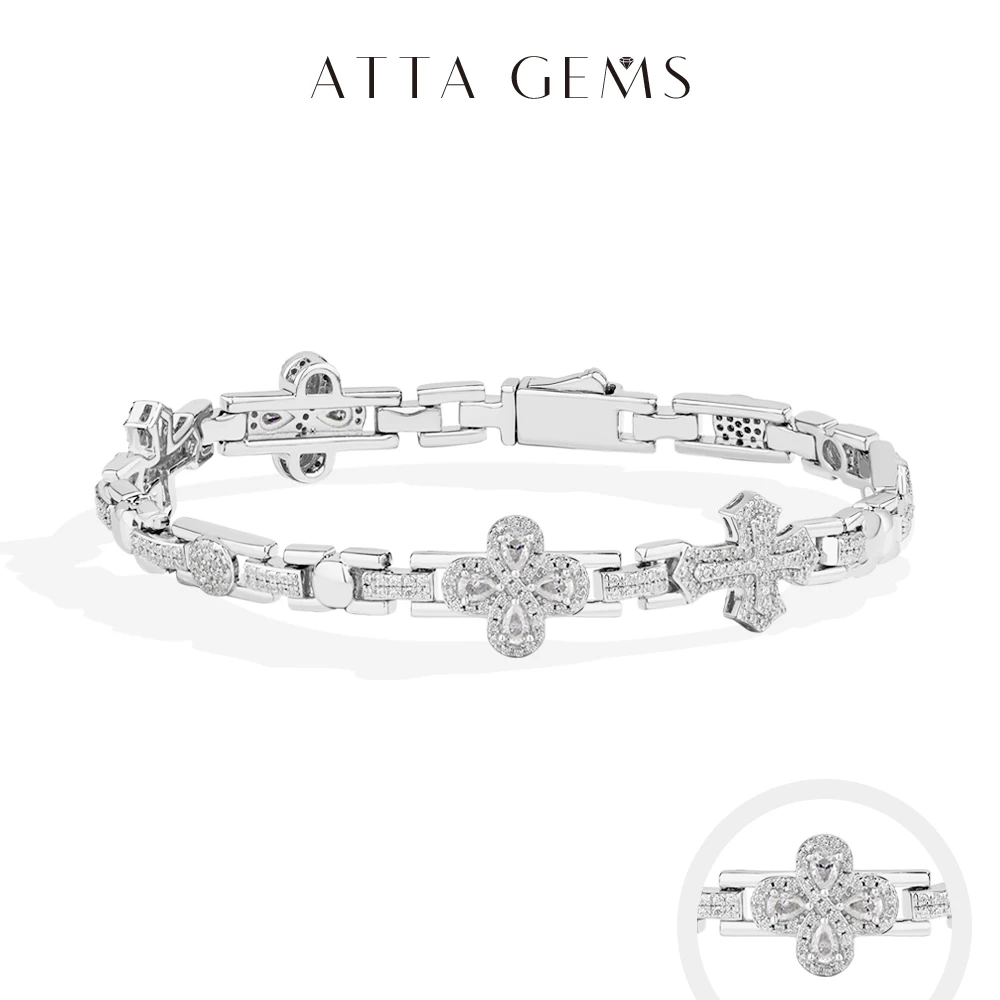 

ATTAGEMS DVVS1 Moissanite Bracelet 925 Silver Bracelets Original Certified Women's Chain For Wedding Engagement Luxury Jewelry