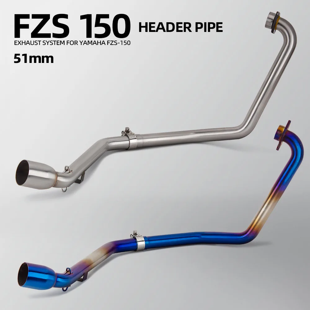 Sistema de Escape para motocicleta YAMAHA FZ150 FZS150, tubo de conexión frontal modificado, Kit de tubo de cabecera de Escape de 51MM de acero inoxidable
