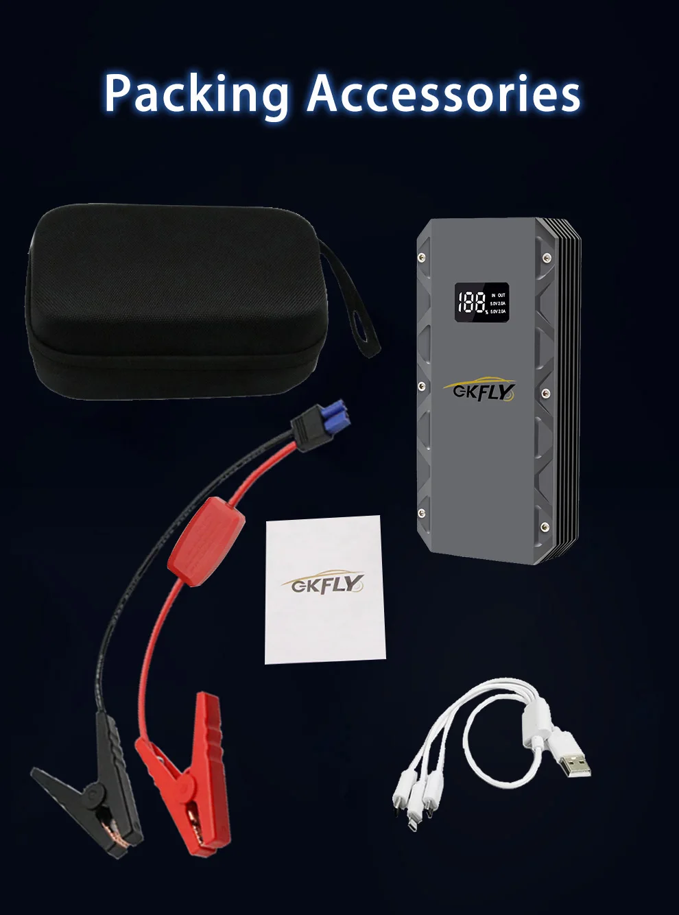 GKFLY Auto Starthilfe 3000A/5000A/6000A Start Gerät Power Bank Auto Batterie Booster Ladegerät Für Benzin diesel Auto Starter – Detail 9