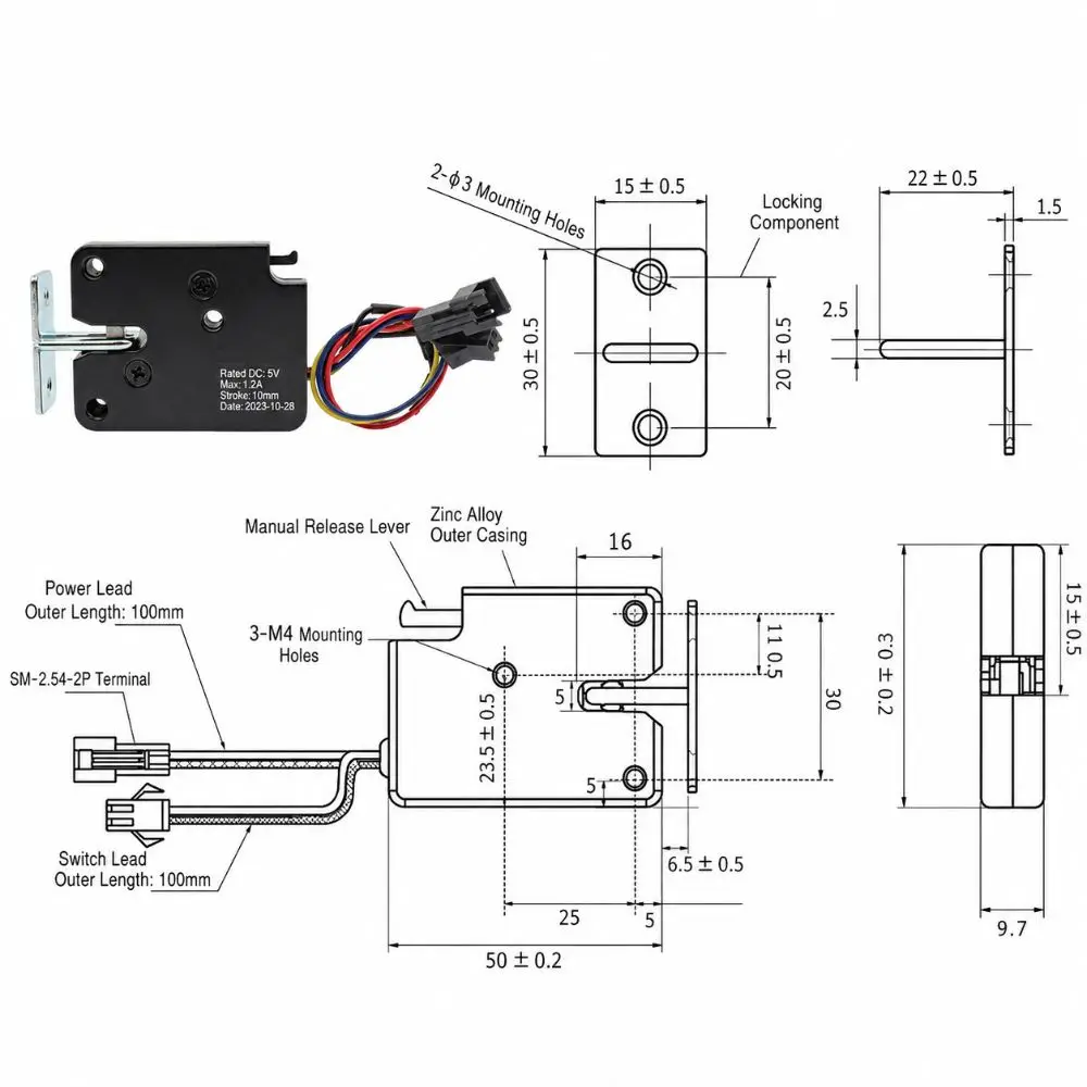 Mini DC 3V-24V Solenoid Lock 50KG Holding Force Universal Electric Lock Durable Cabinet Door Lock Drawer
