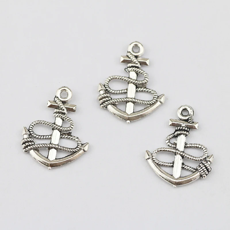 20 Pieces 19*24mm Mixed Alloy Antique Silver Color Boat Anchor Charms Bracelet Keychain Pendant Accessory For DIY Jewelry Making