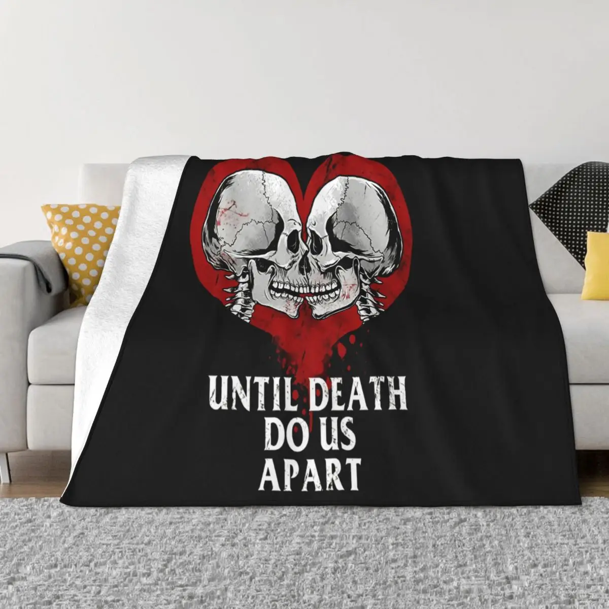 2020 New Summer Fashion Men Until Death Do Us Part Skulls Kissing Love Heart Casual Throw Blanket