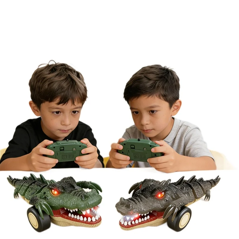 Carro de controle remoto com tema de crocodilo, rotação de 360 graus, brinquedo iluminado para meninos, frequência sem fio 2.4g, novo modelo