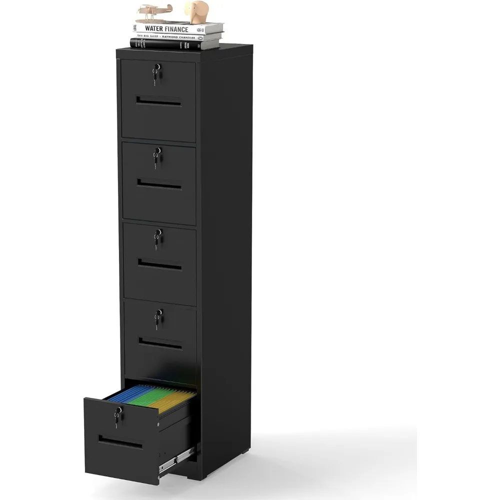 Five Drawer Locking Vertical File Cabinet Metal Letter Legal Home Office Assembly