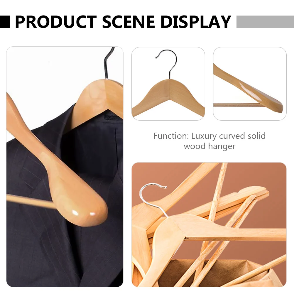 

6Pcs Wooden Suit Hangers Solid Wood Retro Style Fine Polishing Smooth Adult Clothes Hangers Clothes Hanger Coat Hanger