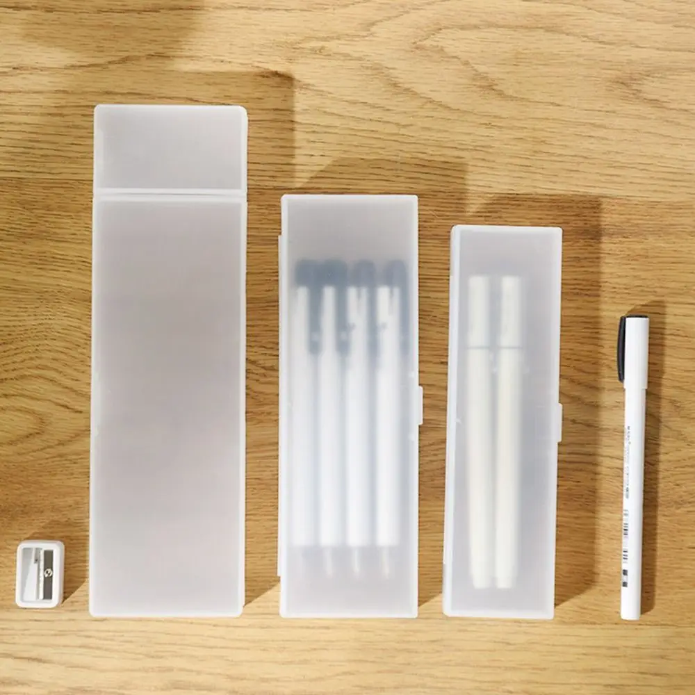 Einfaches Kunststoff-Federmäppchen, mattiert, S/M/L, Stiftbox, multifunktional, durchscheinend, Schreibwarenetui, Schule, Bürobedarf