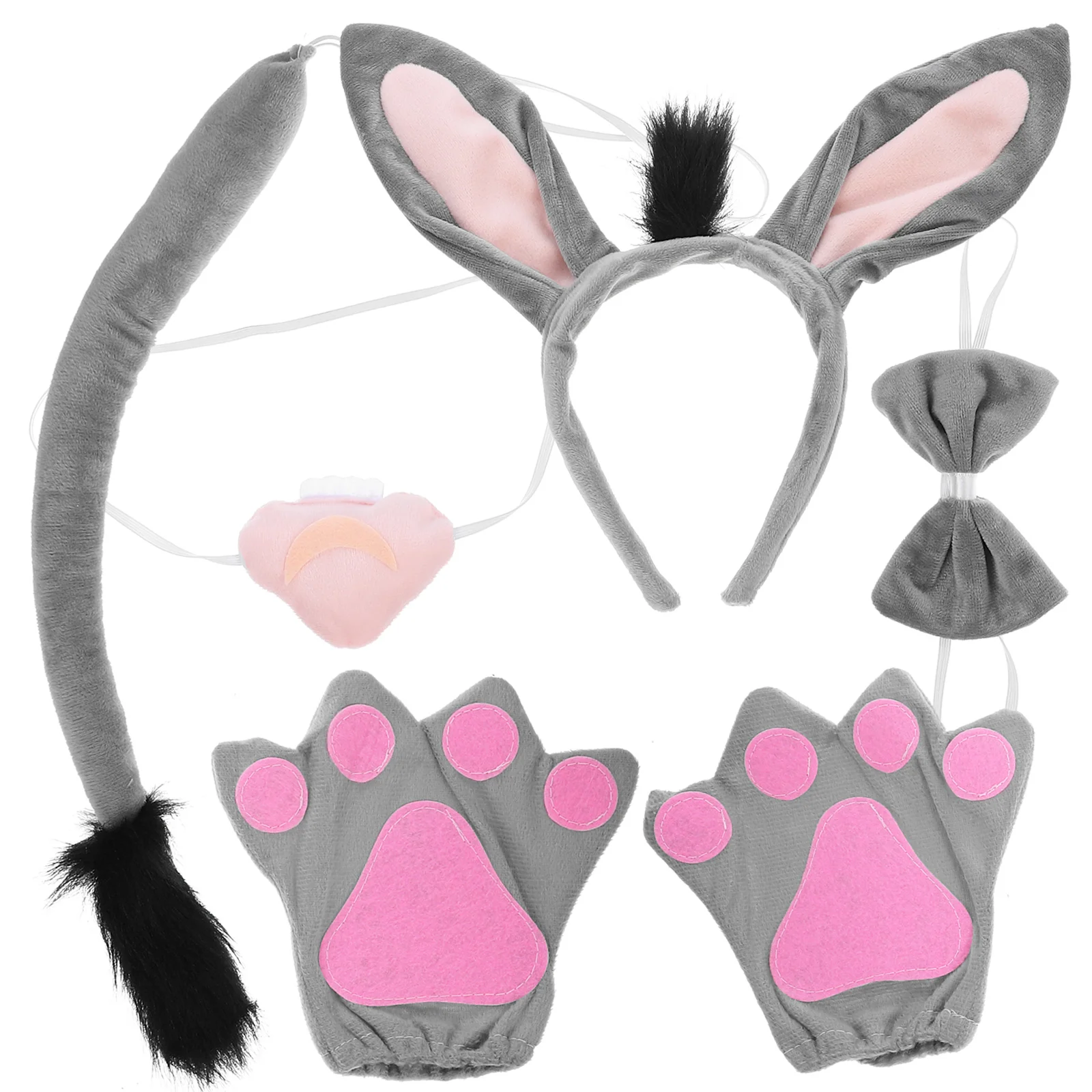 Animals Headband Dress up Donkey Ear Costume Gloves Grey Accessories Cosplay Cute