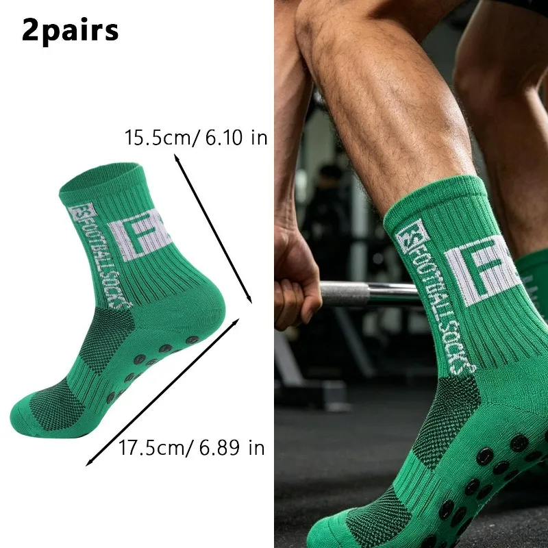 2 Pairs Non Skid Silicone Grip Soccer Sock for Men Women Breathable Moisture Wicking Cushioned Athletic Football Socks Anti Odor view 6