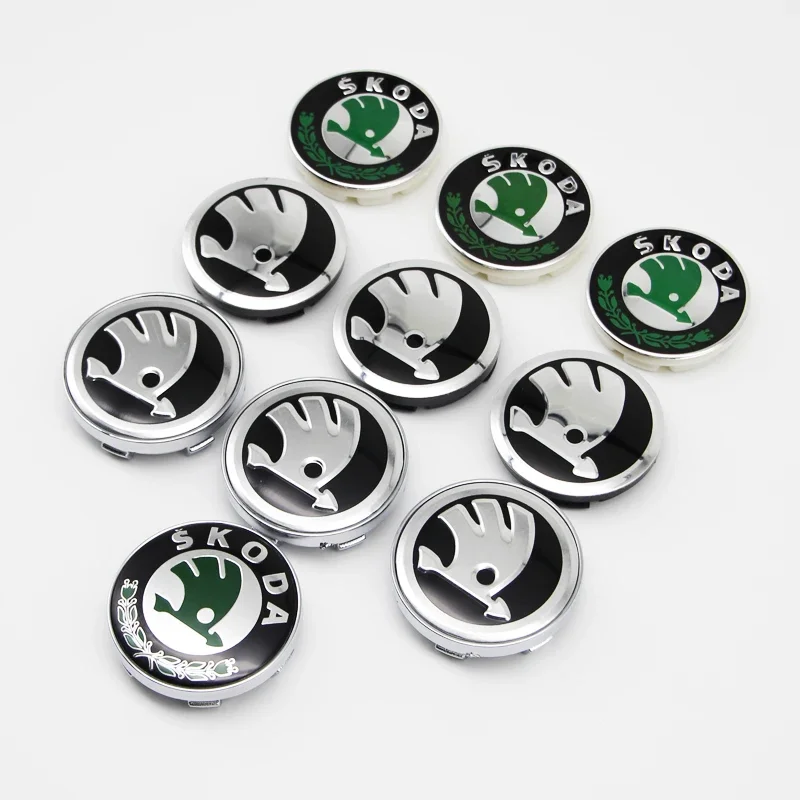 4Pcs 56mm Wheel Center Caps Aluminum Domed Sticker Alloy Badge For Skoda Rapid Octavia A5 RS Kodiaq Fabia A7 Accessories