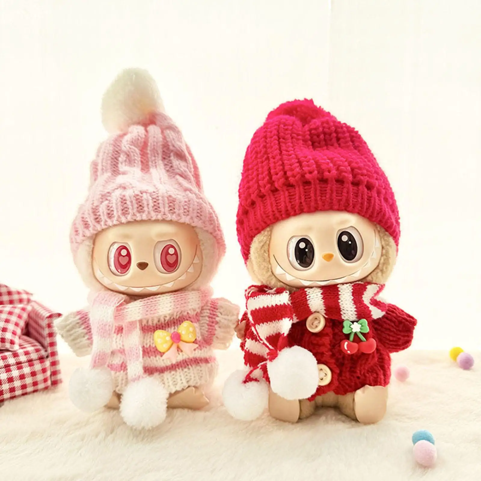 17 センチメートルファッションドールセーターセット布ドレス帽子スカーフ小さな人形の衣装女の子男の子コレクターのため