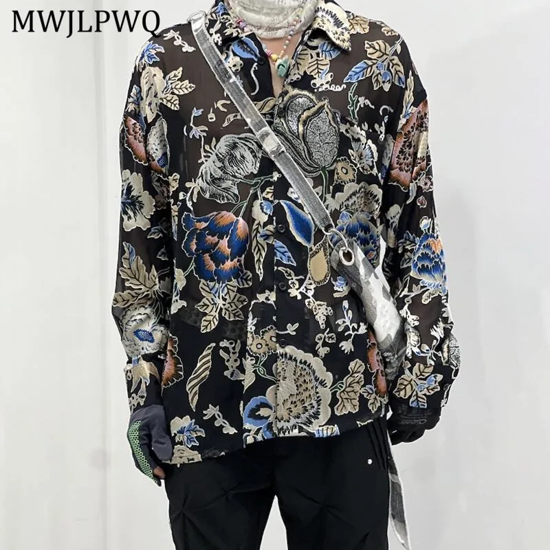 

MWJLPWQ Printed Lapel Design Shirts Male SIngle Breasted 2025 New Loose Casual Long Sleeve For Men Fashion Autumn New Tops 11445