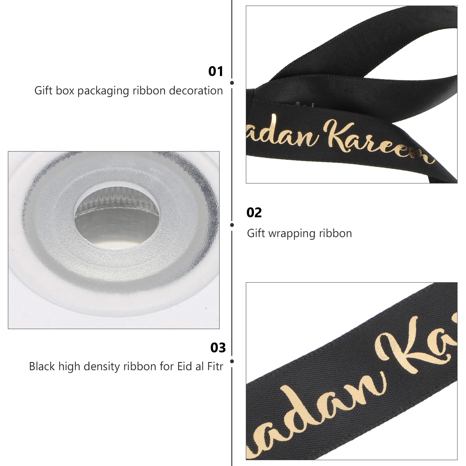 

Black Duct Festival Polyester Wrapping Satin Decorative Ribbon for Eid Gift Packing Webbing Craft Making DIY Ribbon Practical