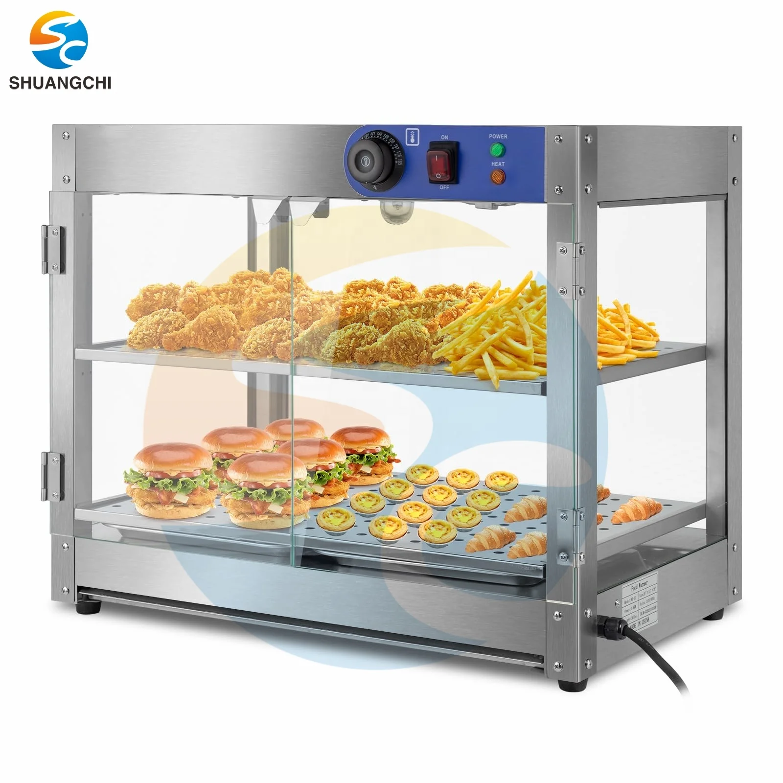 

Two Layers Pizza Food Warmer Warming Showcase Industrial Catering Hot Food Warming Display Cabinet For Sale