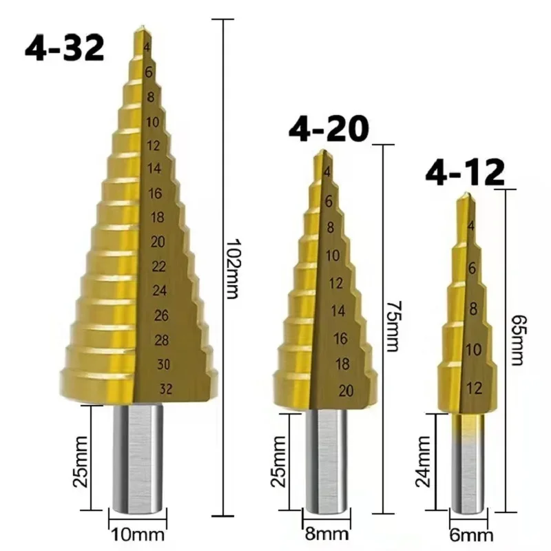 Bor Pagoda Imperial, Set kotak plastik 6 buah, pemosisian Tengah, bor Stainless Steel lapis Titanium