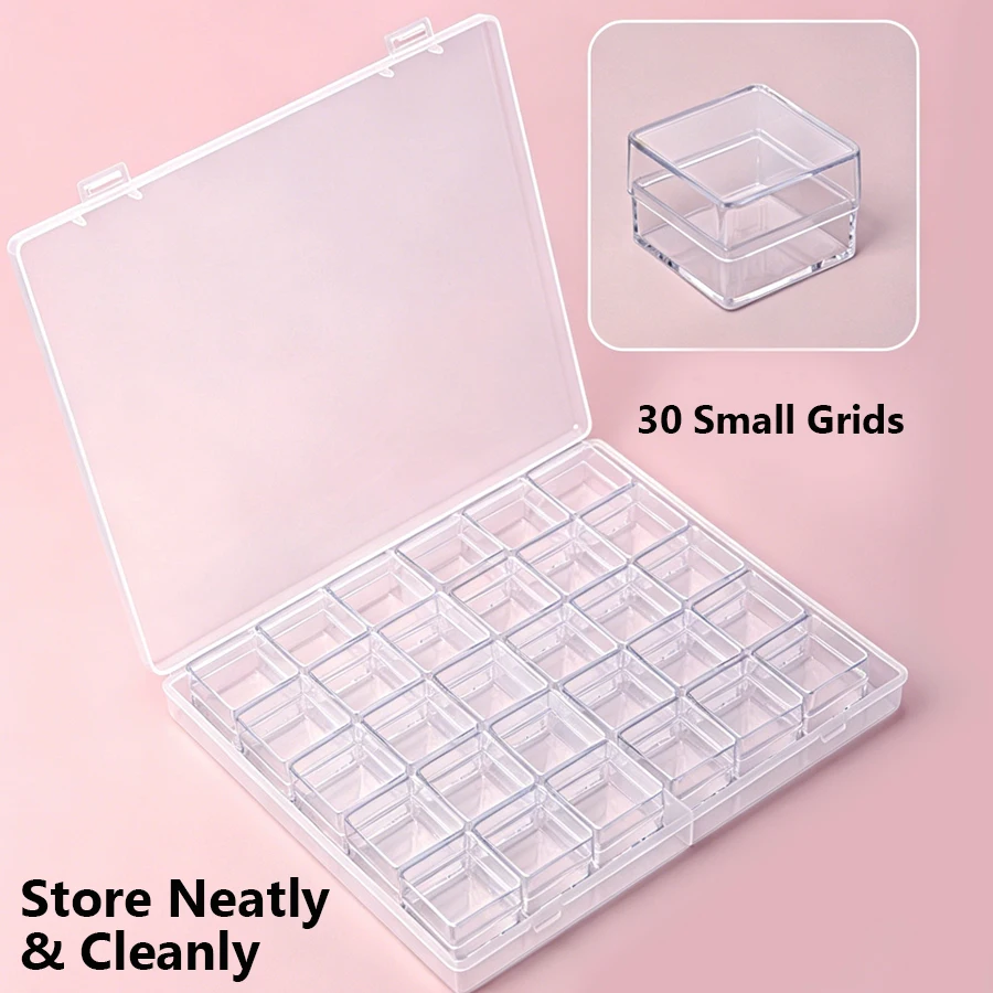 30-Fächer Nagel-Schmuck-Aufbewahrungsbox, Organizer-Etui, Behälter für Strass-Pailletten und Charms – Detail 2