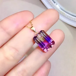 FS Natural Amethyst/Citrine/Ametrine Pendant Necklace S925 Sterling Silver Fine Fashion Charm Weddings Jewelry For Women MeiBaPJ