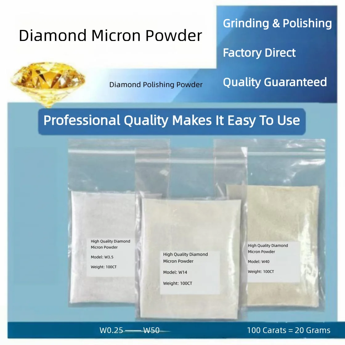 Diamond Micron Powder W0.25-W50 Synthetic Diamond Polishing Powder For Gemstone Jade Tungsten Steel Alloy Mirror Grinding Abrasi